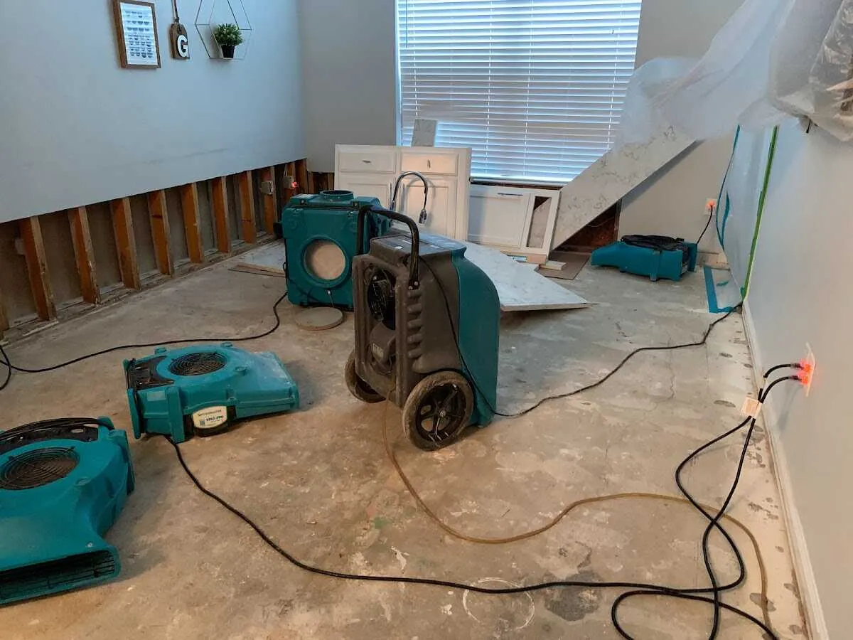 Dehumidifier in flood-cut room for Water Damage Restoration in Hoover
